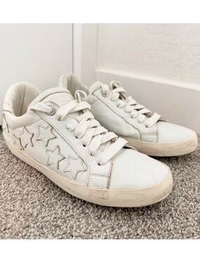 Zadig Voltaire Sneakers Size 7 EU 38 White Leather Distressed Star Alternative